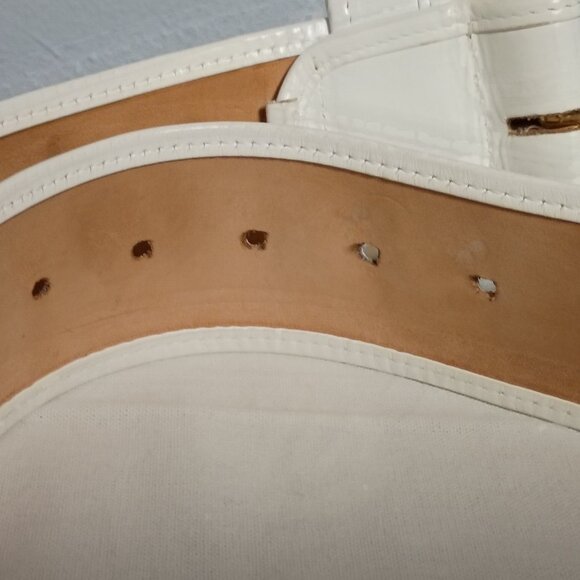 ❤️CARLOS FALCHI Wide White with Gold Snakeskin Belt Size Medium main image 4